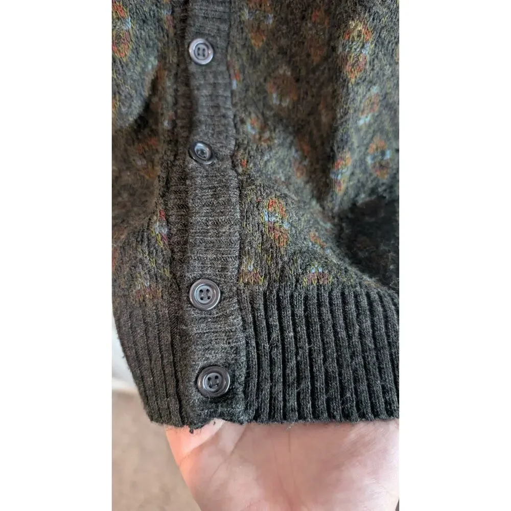 Vintage Sweater Vest Mens XL Gray Wool Geometric 90s Preppy Academia Grandpacore